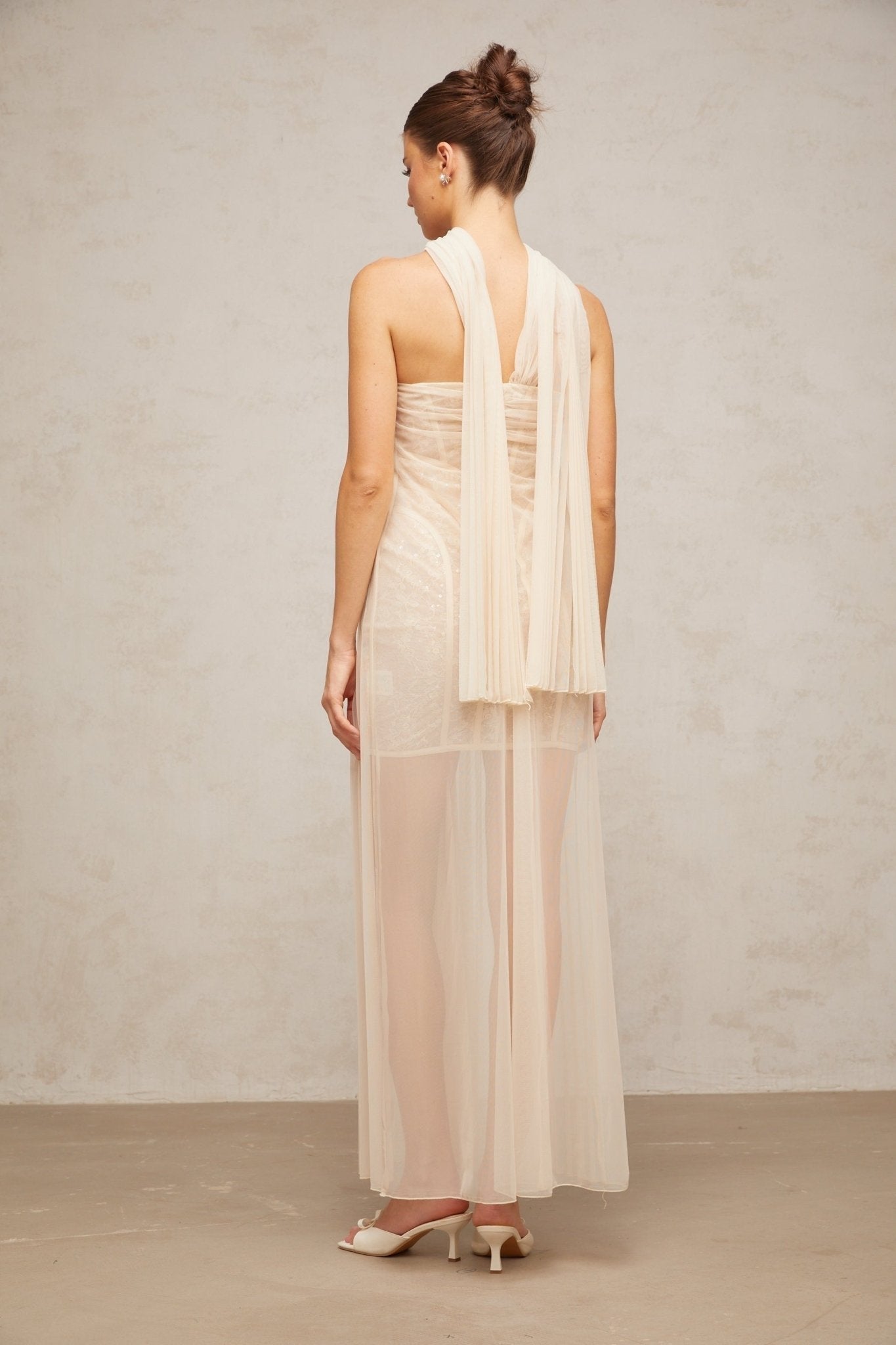 Destiny Maxi Dress – Tulle Overlay – Off the Shoulder – Ribbon Design