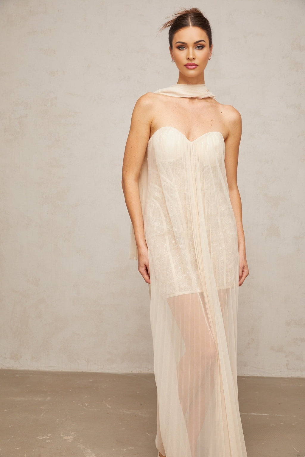 Destiny Maxi Dress – Tulle Overlay – Off the Shoulder – Ribbon Design