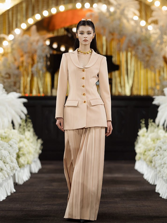 Diana Blazer Dress - Tailored Silhouette - Decorative Buttons - Flap Pockets - All - Day Comfort