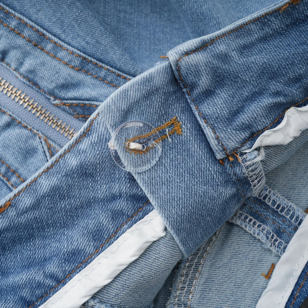 Diana Denim Skirt - Flounce Hem - Pleat Detailing - Ruffled Accents - Side Pockets