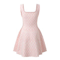 Diana Dress - A - Line Silhouette - Abstract Wavy Pattern - Tailored for Hourglass Shape - Square Neckline