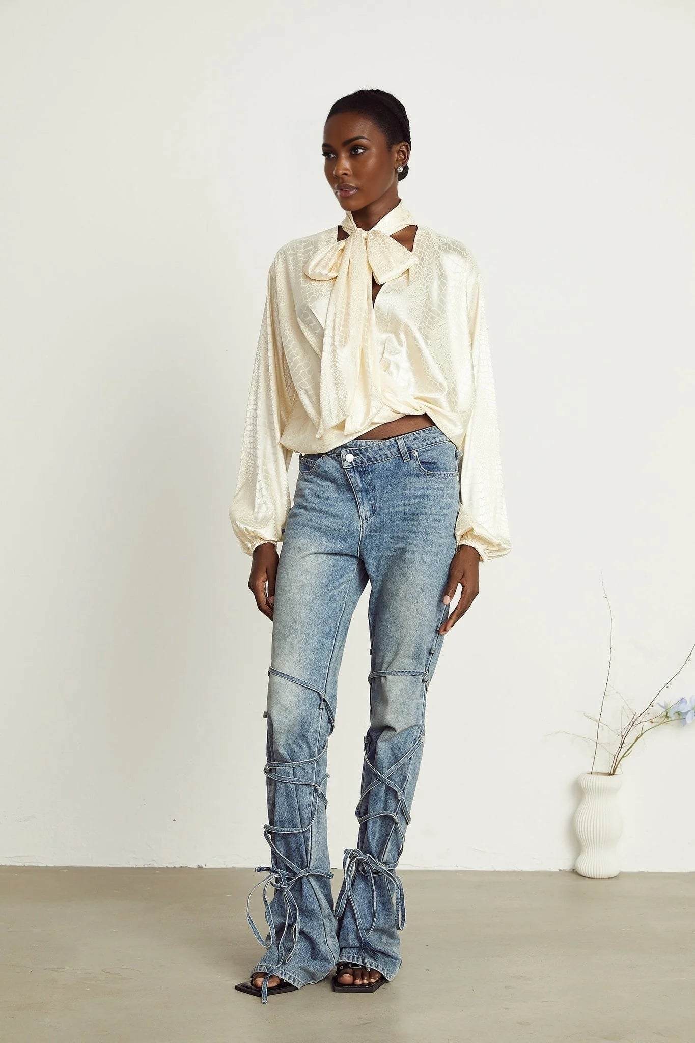 Diletta Blouse – V - Neck – Crocodile Effect Print – Wraparound Style