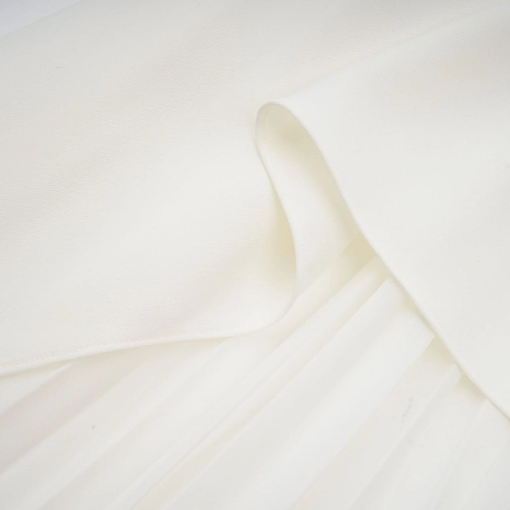 Diletta Maxi Dress - Strapless Sleeveless Design - Off - The - Shoulder Style - Pleated with Ruffled - Cut Trim - Rear Zip Fastening