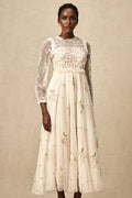 Diletta Midi Dress – Tulle – Floral Embroidery – Ruffle Detailing
