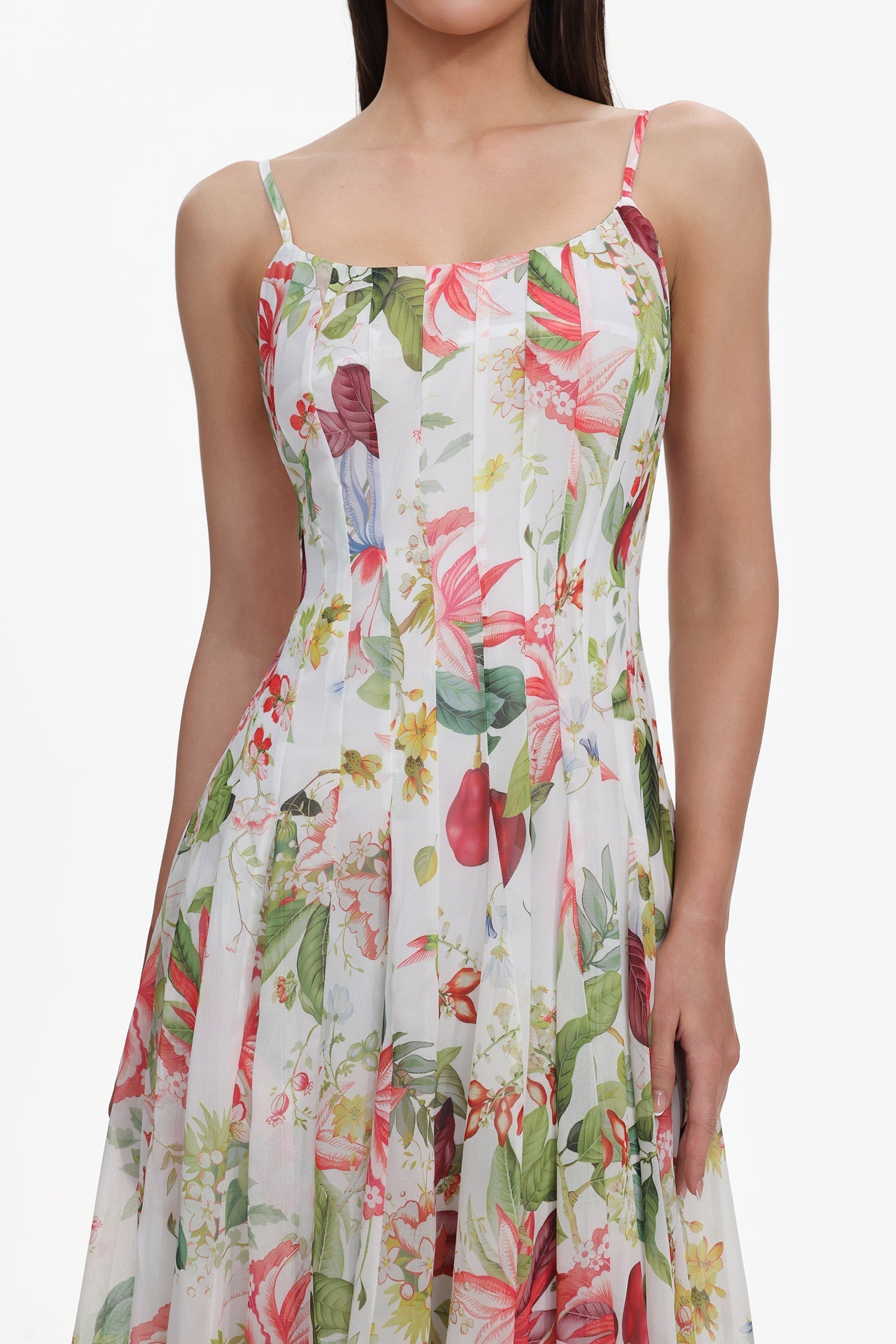 Diletta White Floral Maxi Dress Spaghetti Straps Summer