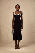 Domenica Midi Dress - Crochet Knit - Sleeveless Style - Wide Straps - Scallop Hem