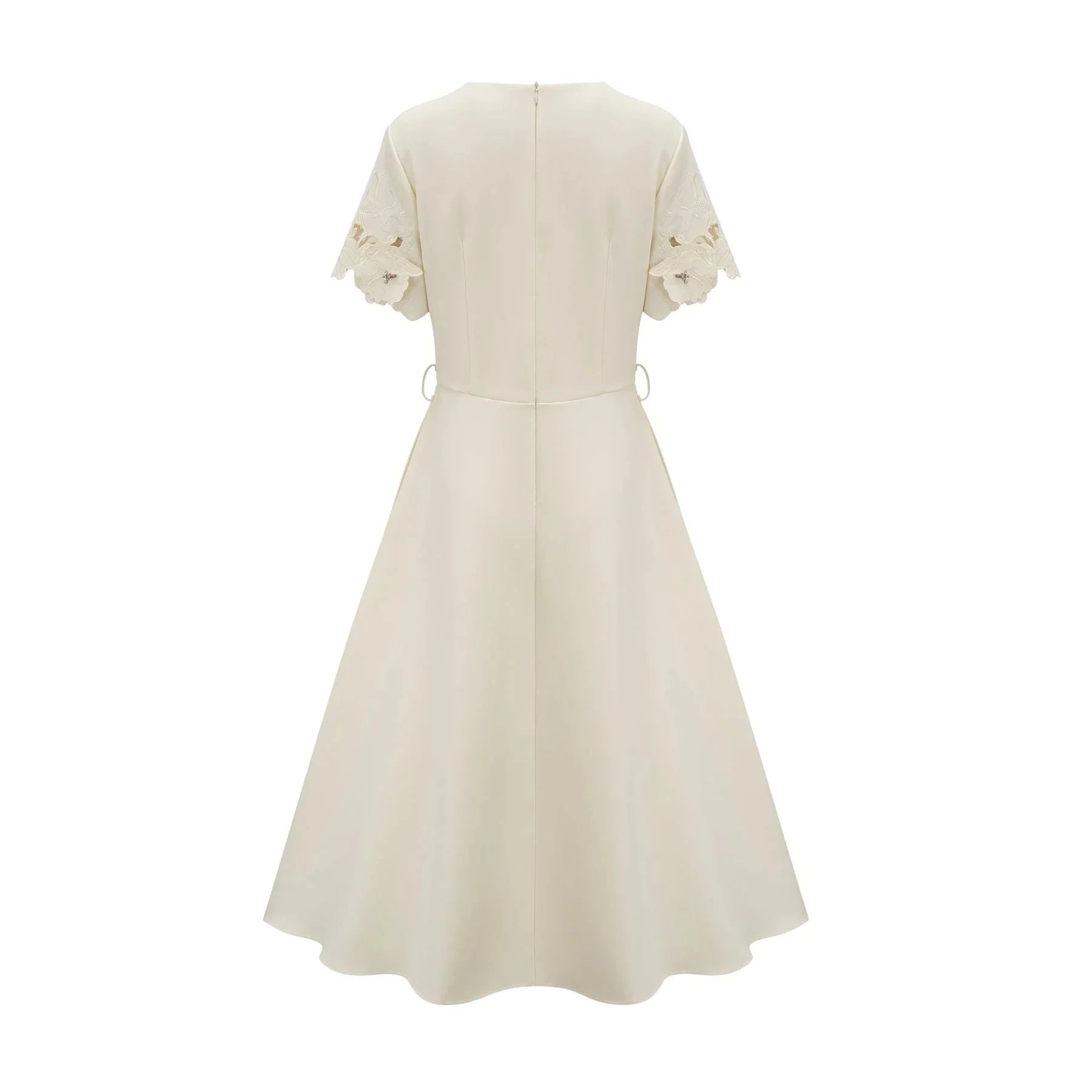 Domenica Midi Dress Neutrals Floral - Appliqu & Bead Embellishment