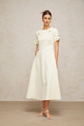 Domenica Midi Dress Neutrals Floral - Appliqu & Bead Embellishment