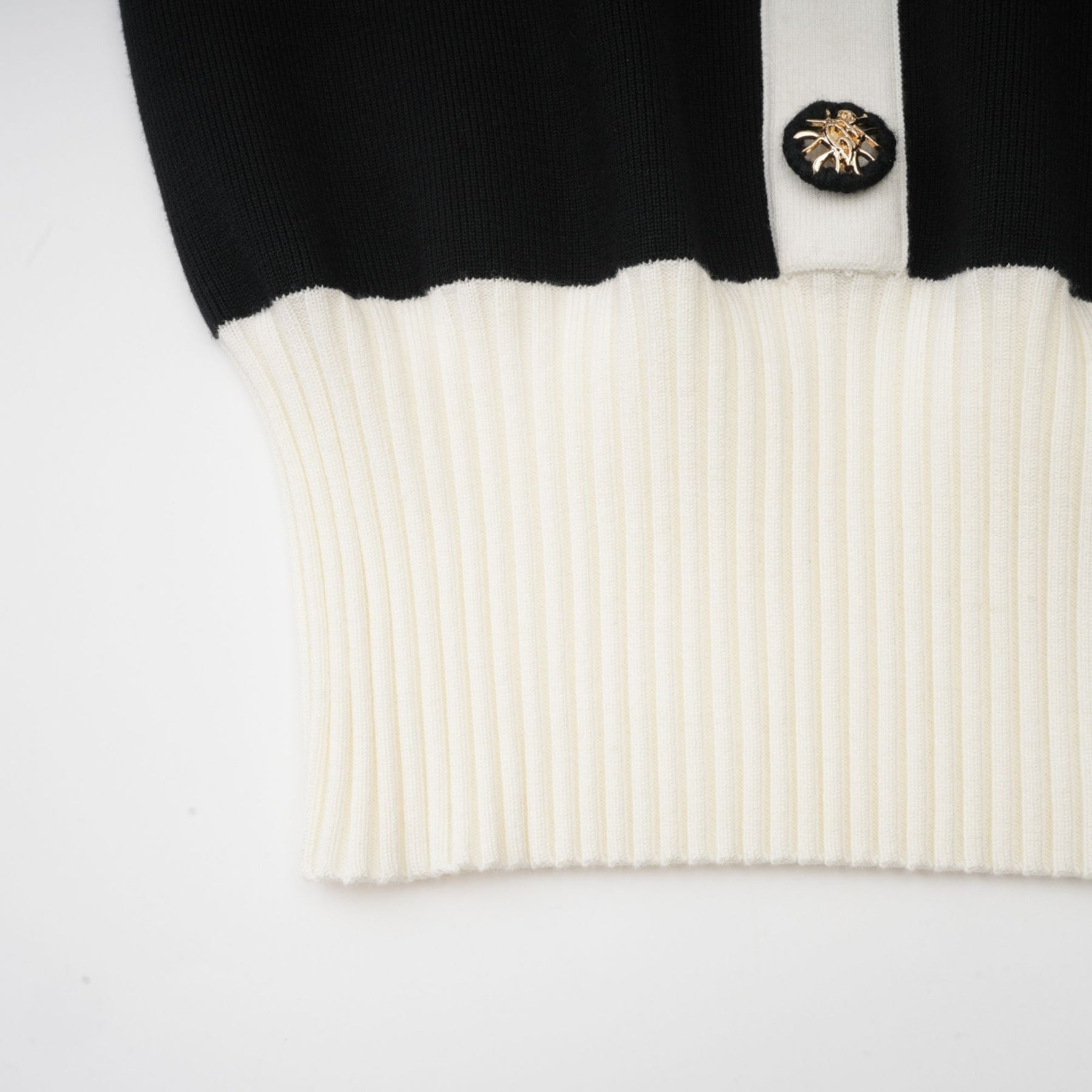 Donatella Mini Dress - Long Sleeve V - Neck Color Block Notched Lapel Ribbed Knit Button Front Pockets Straight Hem