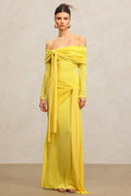 Donatella Yellow Off-Shoulder Dress Elegant Formal Evening Wear