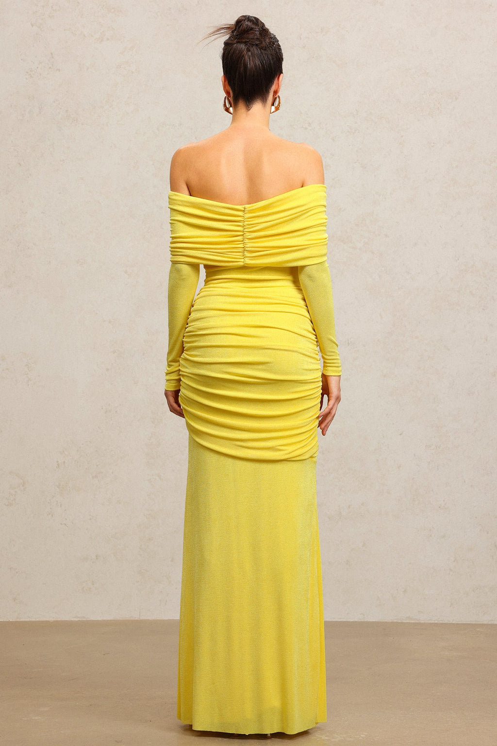 Donatella Yellow Off-Shoulder Dress Elegant Formal Wear