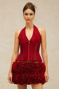 Dorotea Lace - up Top - Halterneck - Sleeveless - Open back - Bodycon design