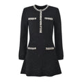 Dress - A - Line Silhouette - Tailored Fit - Sparkling Embellishments - Jewelled Pocket Accents