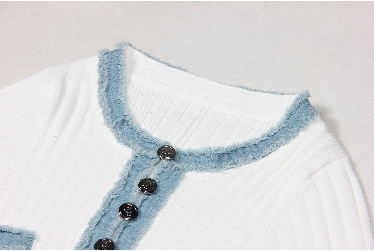 Dress - Maxi Length A - Line Silhouette - Ribbed Texture - Form - Fitting - Button - Down Front