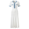 Dress - Maxi Length A - Line Silhouette - Ribbed Texture - Form - Fitting - Button - Down Front
