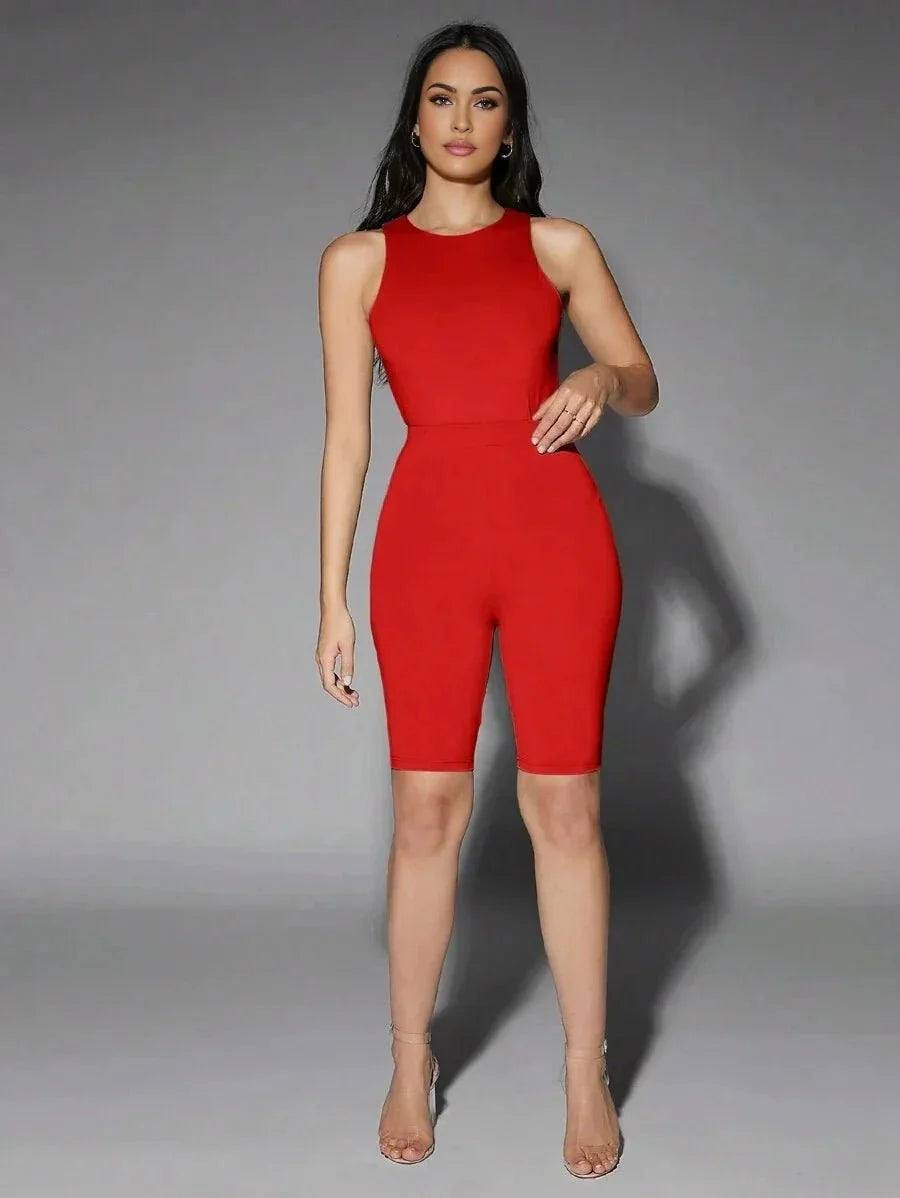 Dylan Bodysuit - High Stretch Fabric - Slim Fit - Casual Style - Sleeveless Length - Round Neckline - Natural (mid Waist) Waist Line