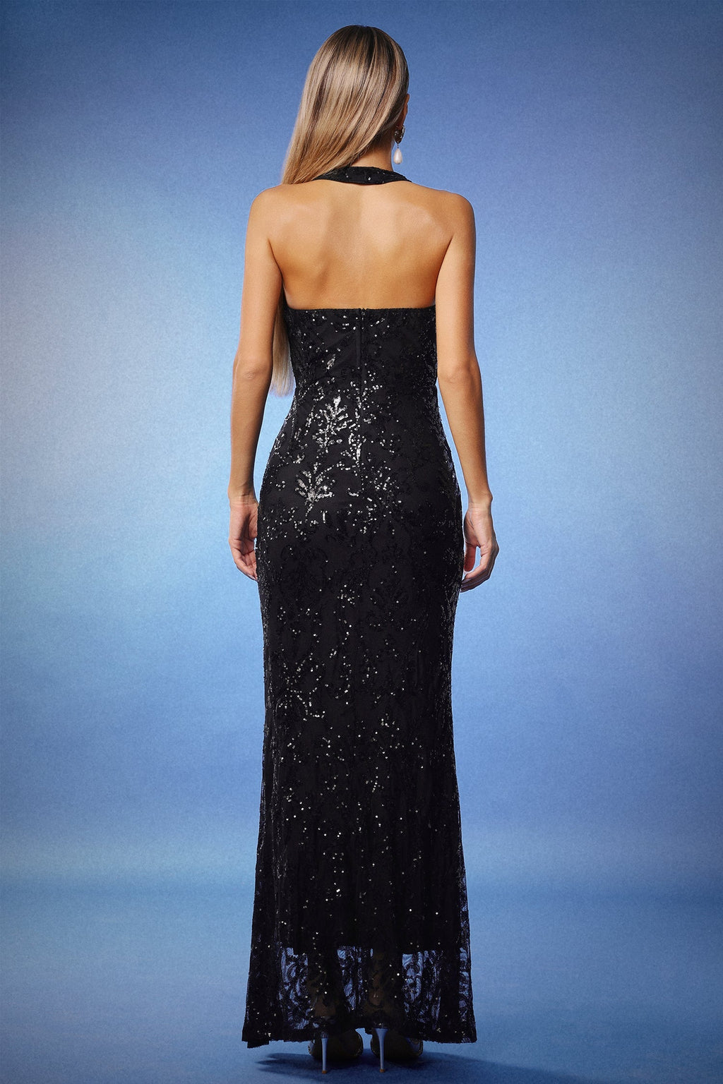 Eden Black Fishtail Sequin Dress