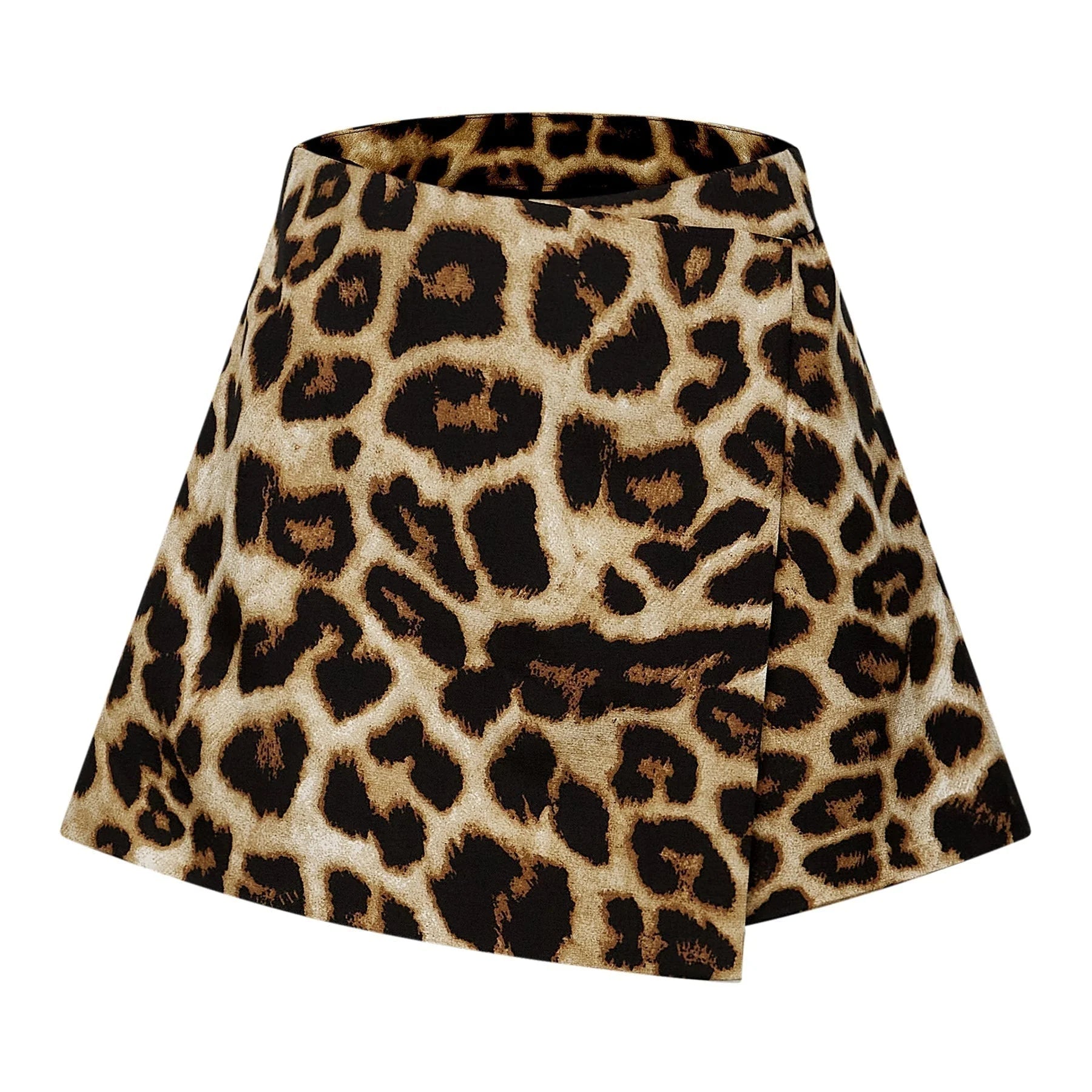 Eden Skirt & Top Set - Crystal Embellished Halterneck Top - Leopard Cropped Top - Irregular Hem Culotte Skirt