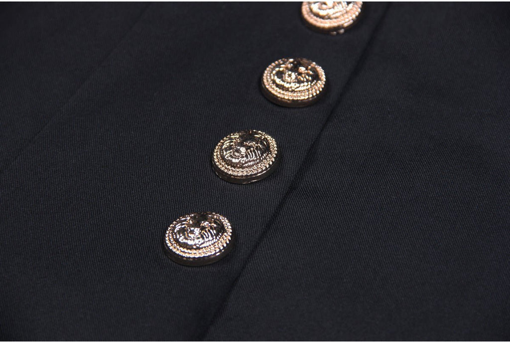 Eden Trousers – High - Waisted Wide - Leg Fit – Decorative Front Buttons – Tailored Relaxed Silhouette – Ideal for Formal Looks