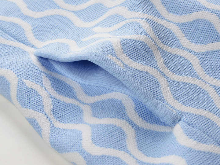 Egle Dress - Flared A - Line Silhouette - Wavy Pattern - Square Neckline - Lightweight Breathable Fabric - Retro - Inspired Trendy Design