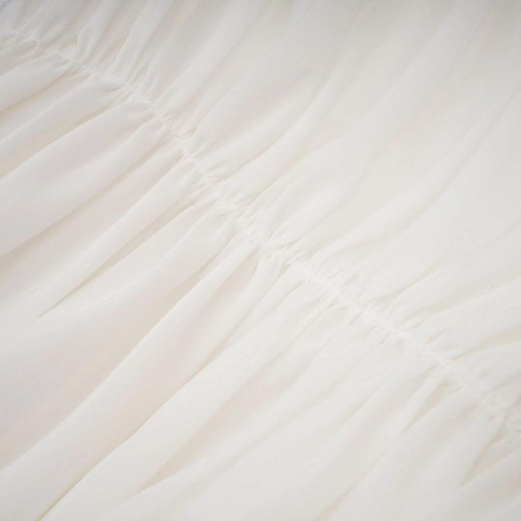 Egle Mini Dress - Ruffled and Ruched Detailing - High - waisted - Asymmetric Design
