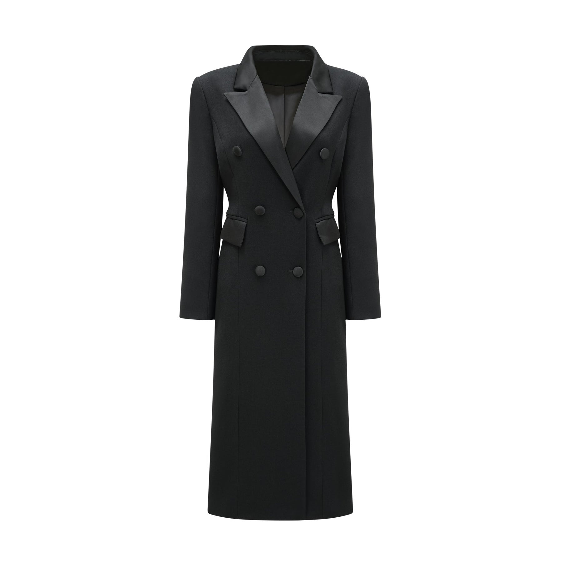 Eithne Double - Breasted Coat - Notched Lapels - Ankle - Length - Tailored Fit - Pockets