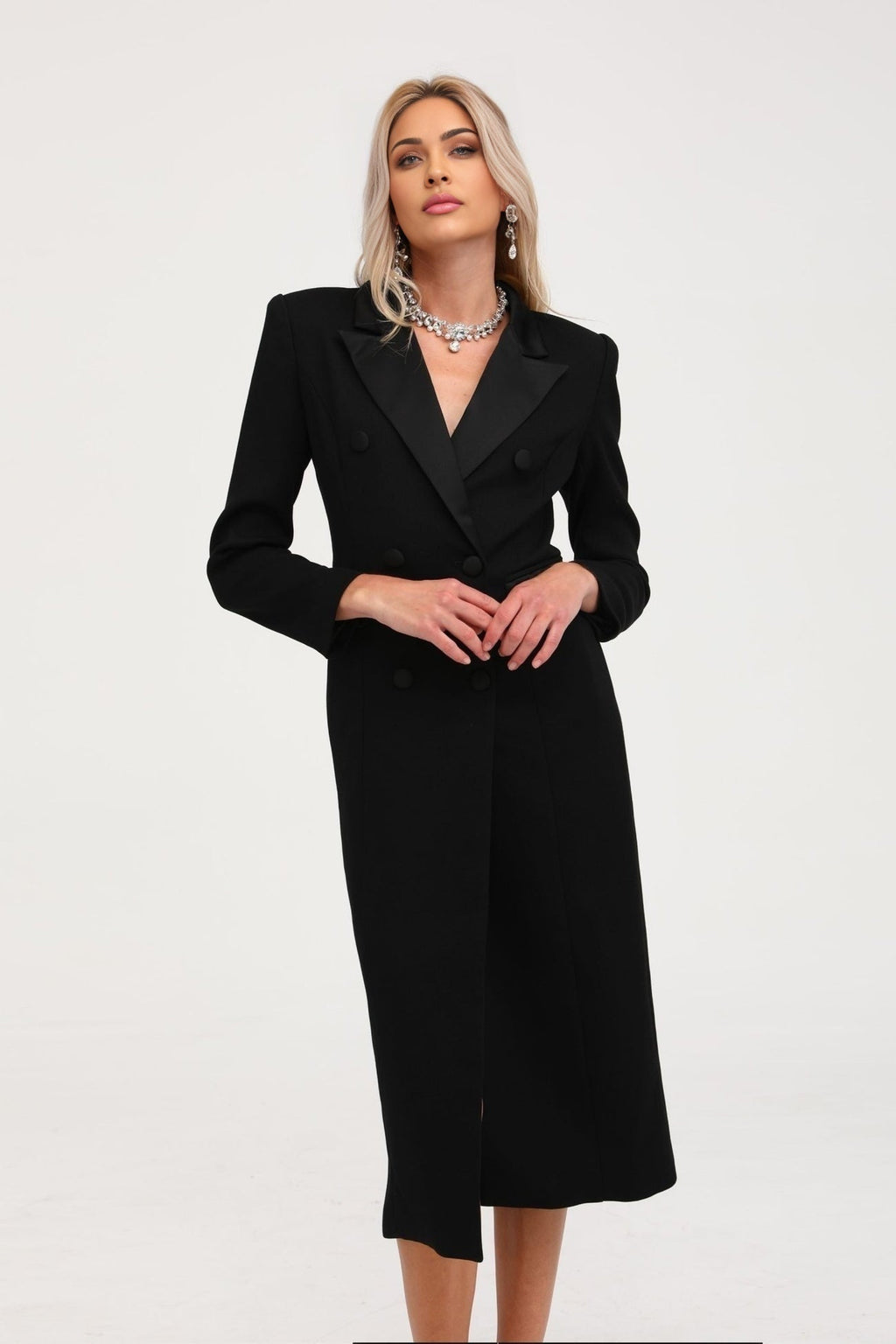 Eithne Double - Breasted Coat - Notched Lapels - Ankle - Length - Tailored Fit - Pockets