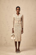 Elaina Cardigan & Skirt - V - Neck Design - Wool Blend - Star Logo Motif - Elasticated Waistband