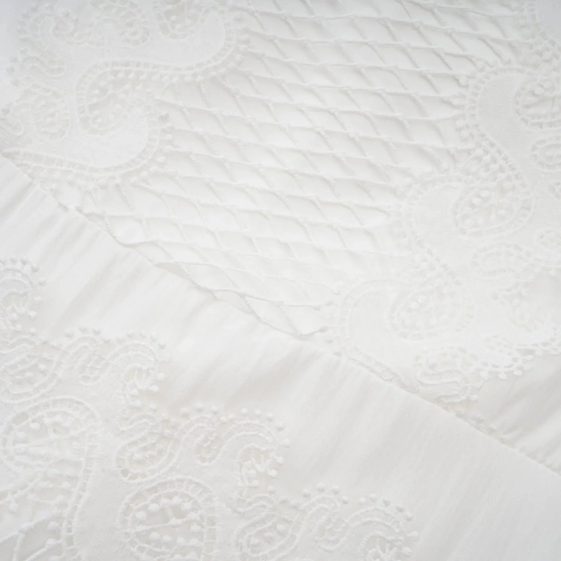 Elaina Midi Dress White Lace - Trim Panelled & Belted
