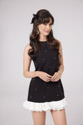 Eléa Black Embellished Mini Dress