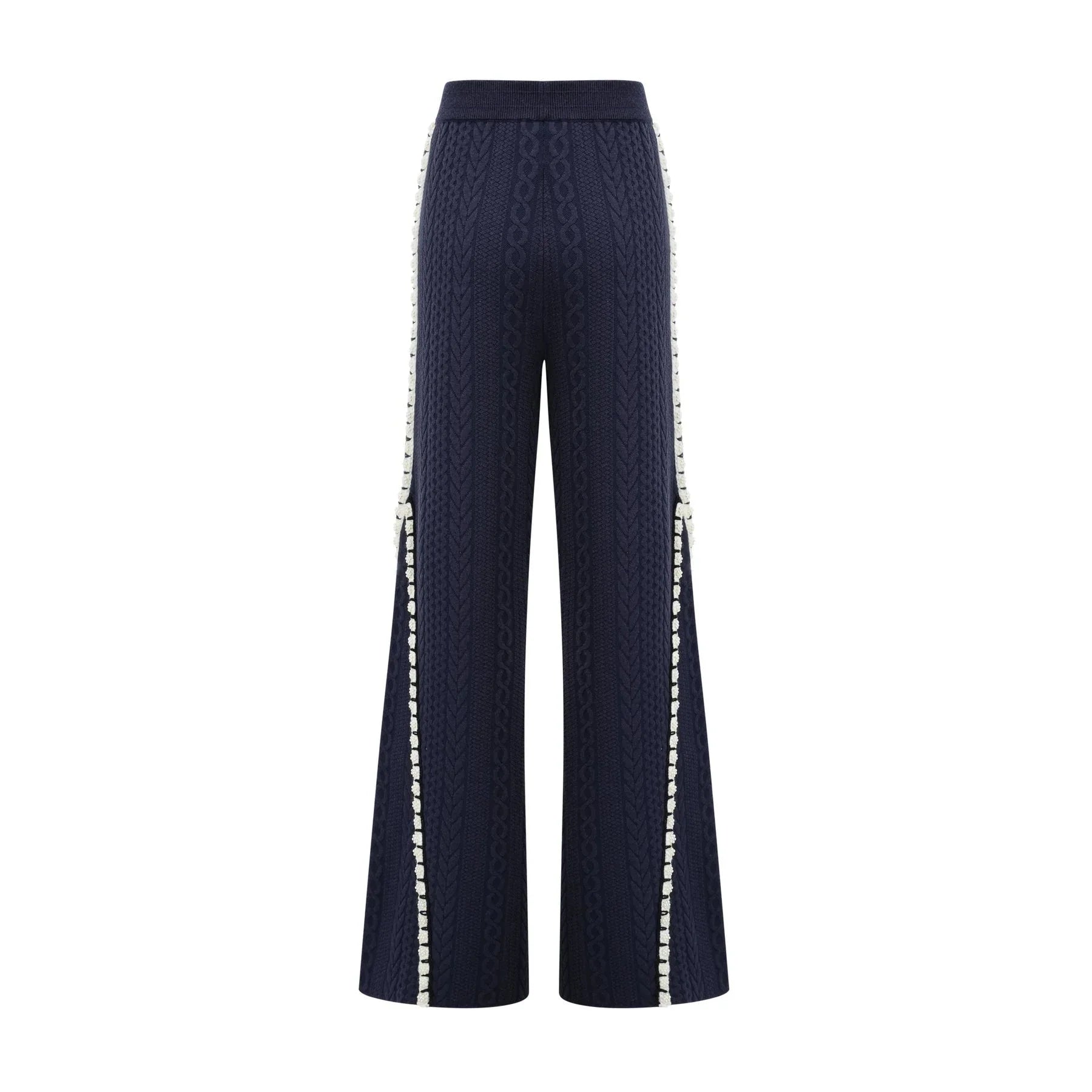 Elena Cardigan & Trousers Set Chunky Crochet Sailor Collar Blue White
