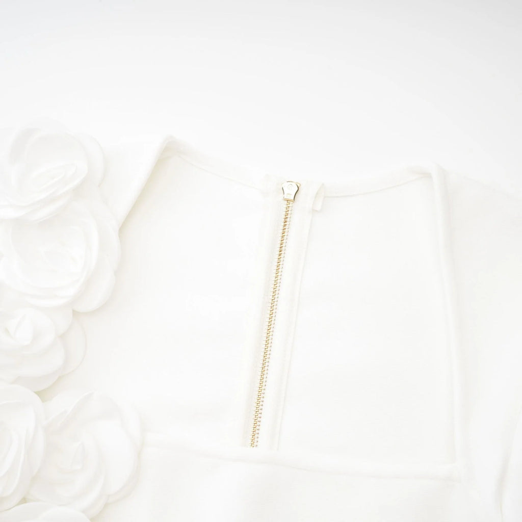 Elena Faux - Flower Detailed Cropped Top - Ankle - Length Skirt Set