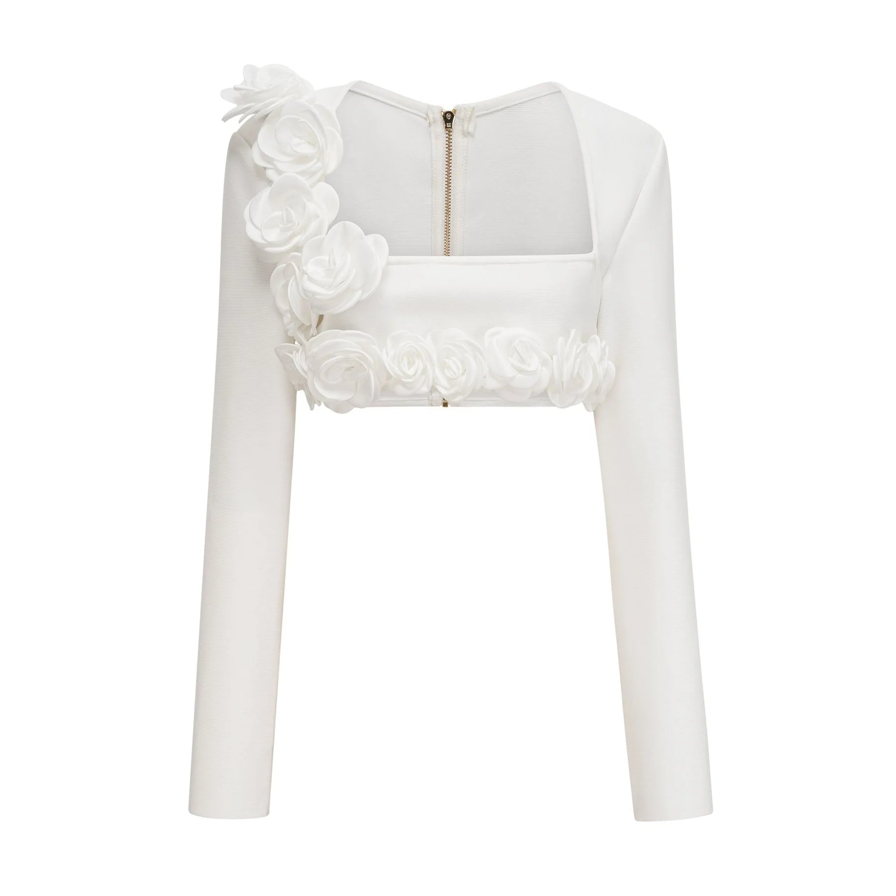 Elena Faux - Flower Detailed Cropped Top - Ankle - Length Skirt Set