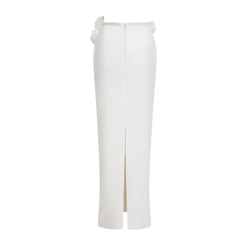 Elena Faux - Flower Detailed Cropped Top - Ankle - Length Skirt Set