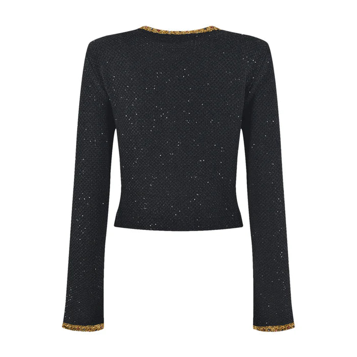 Elena Jacket & Skirt - Sequin Design - Front Button Fastening - Four Front Welt Pockets - Knitted Construction