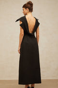 Elena Midi Dress - Deconstructed Design - Bateau Neck - Sleeveless - Open Back