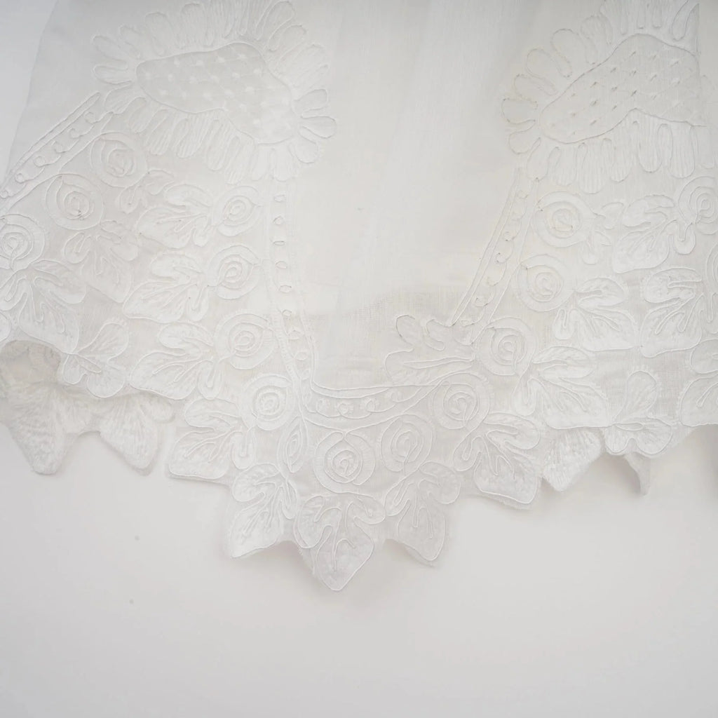 Elena Mini Dress White Guipure Lace Tiered Ruffles & Sweetheart Hem