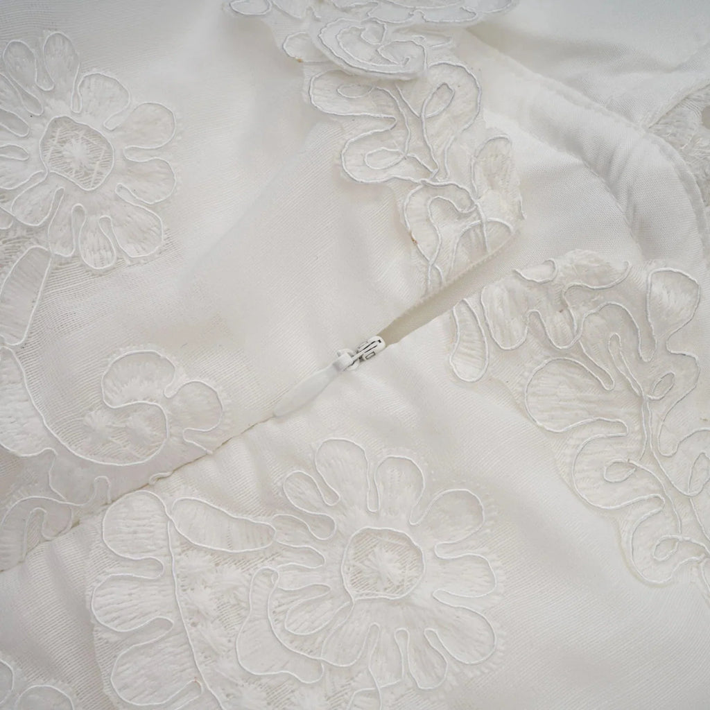 Elena Mini Dress White Guipure Lace Tiered Ruffles & Sweetheart Hem