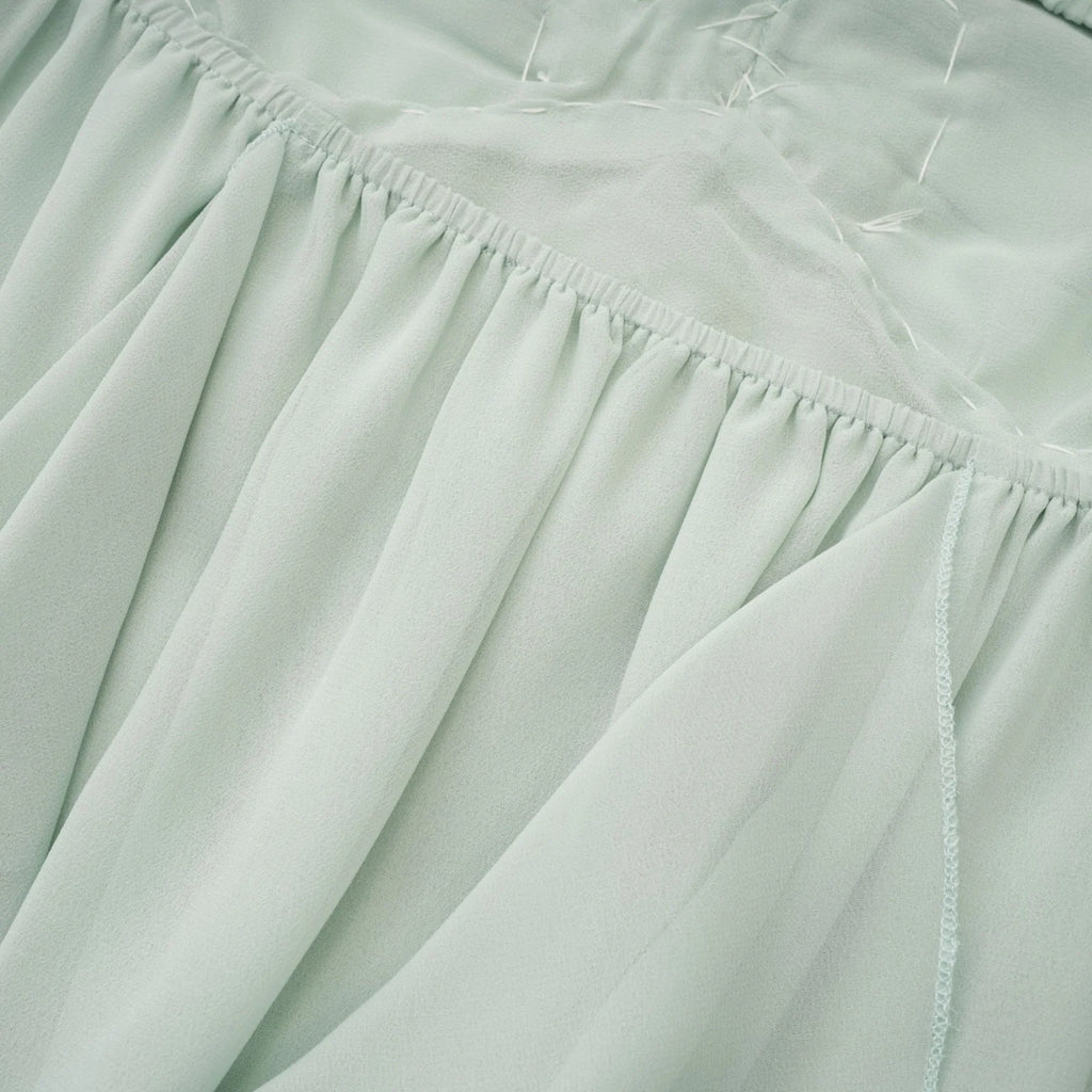 Eleonora Midi Dress - Halterneck Neckline - Sleeveless - Pleated Skirt - Ruffled Detailing