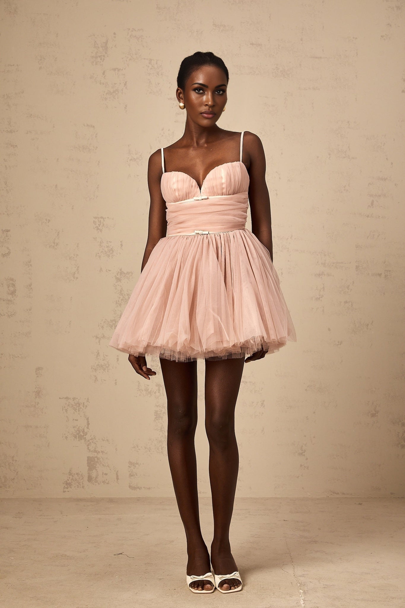 Eleonora Mini Dress - Bustier Style - Boned Bodice - Flared & Layered Skirt - Ruched & Pleated Detailing