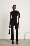 Eleonora Top & Trousers Set - Sleeveless One Shoulder - Knitted Construction - High - Waisted Flared Legs