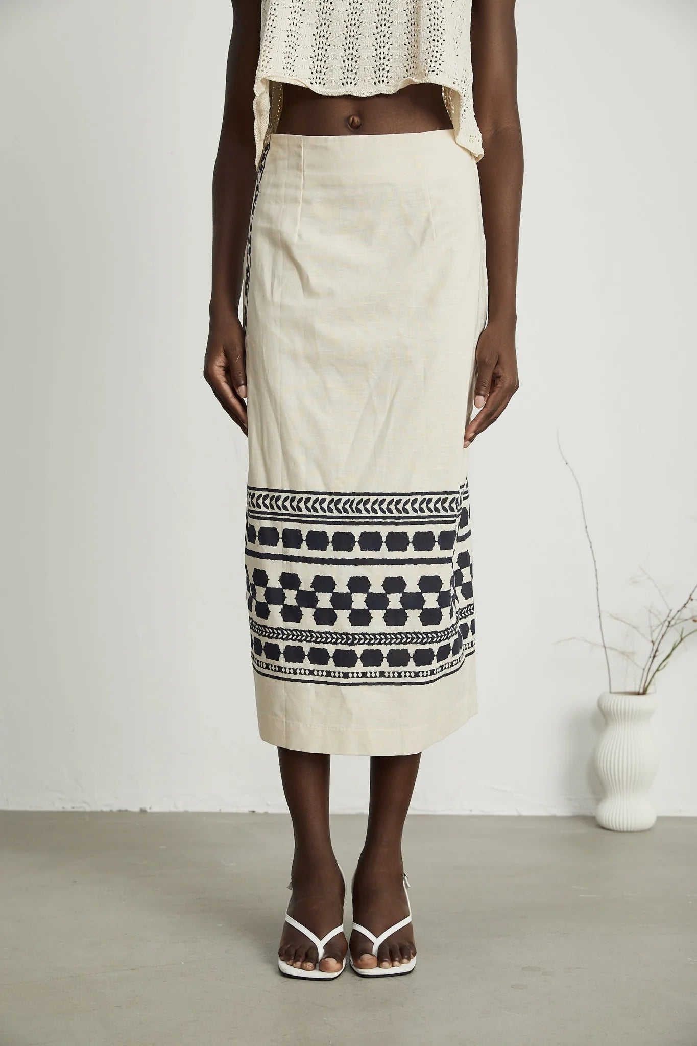 Elettra Midi Dress – Side Slit – Pattern Print – Contrast Colors