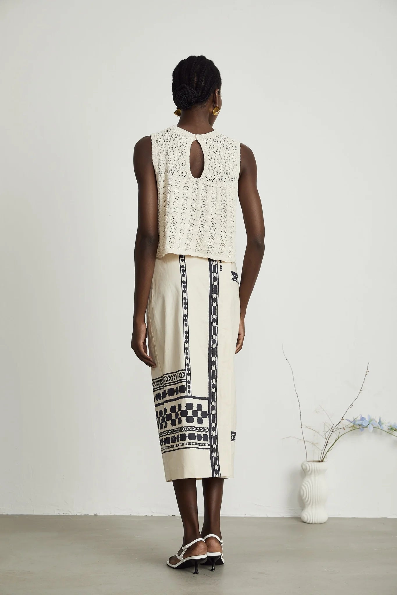 Elettra Midi Dress – Side Slit – Pattern Print – Contrast Colors