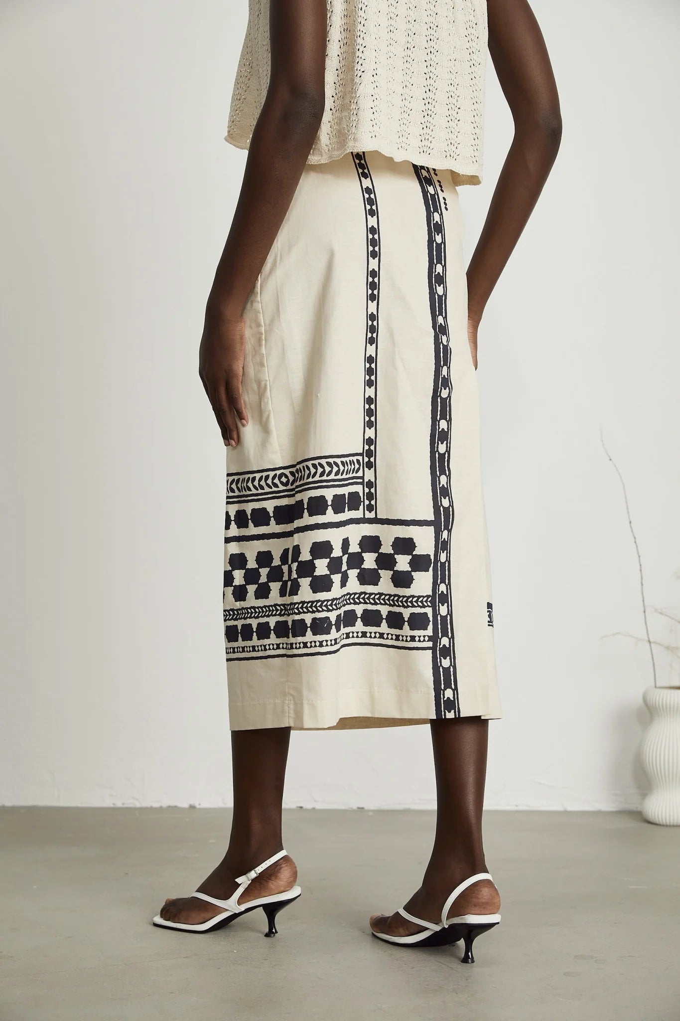 Elettra Midi Dress – Side Slit – Pattern Print – Contrast Colors