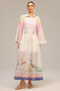Elettra Pink Floral Maxi Dress with Belt Detail