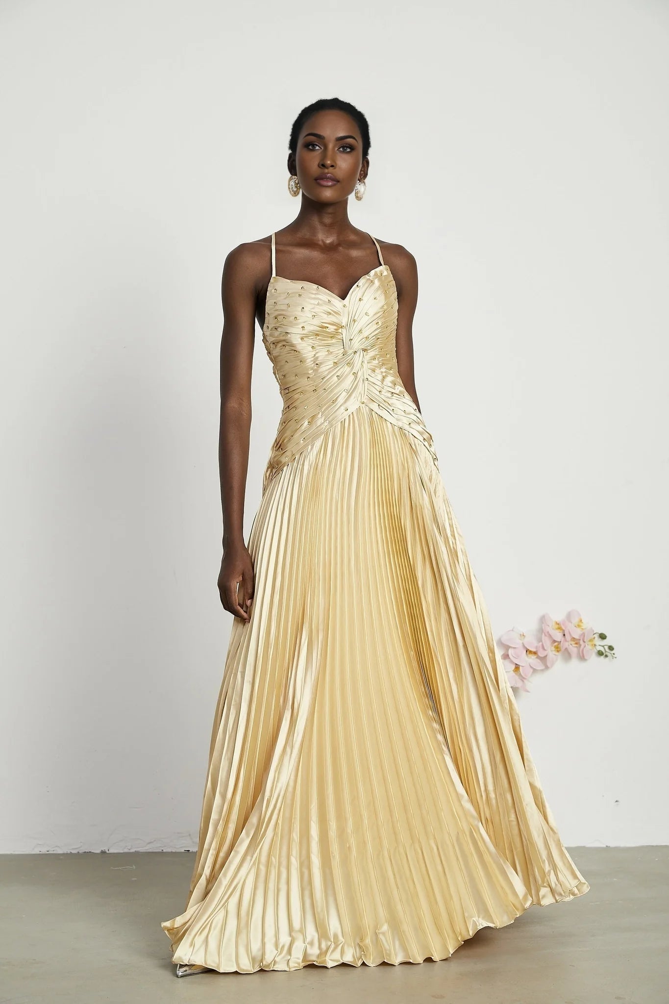 Eline pleated maxi dress