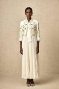 Elisabetta Jacket & Dress - Crystal & Pearl Embellished - Floral Embroidery - Front Fastening - Tie - Neck Design