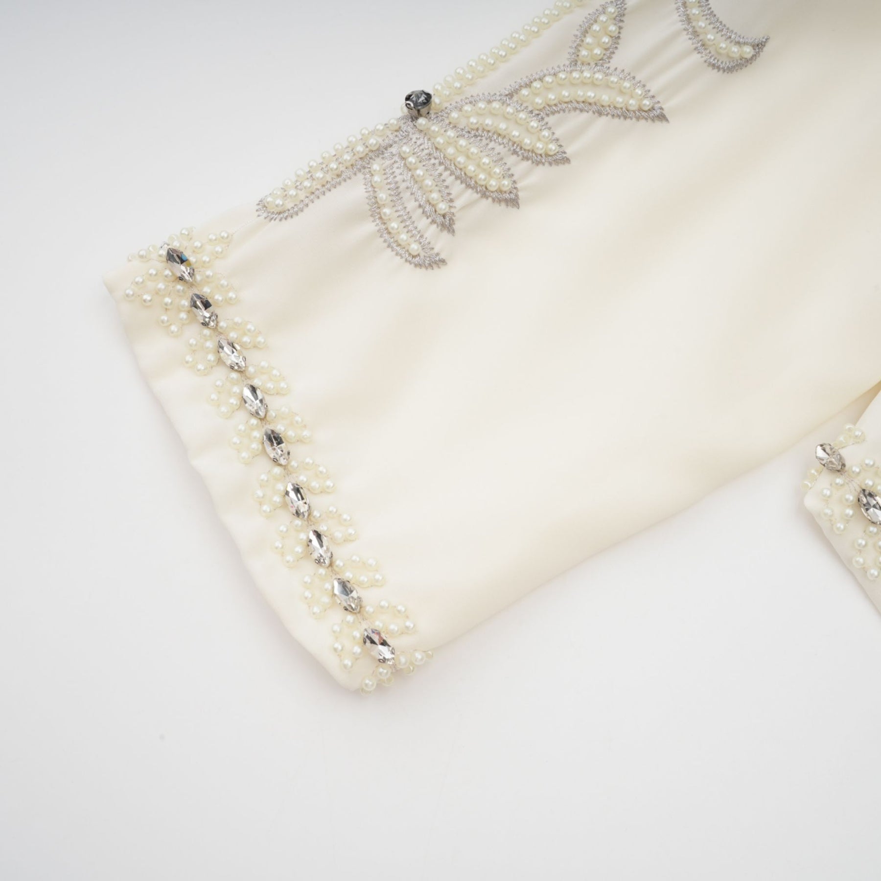 Elisabetta Jacket & Dress - Crystal & Pearl Embellished - Floral Embroidery - Front Fastening - Tie - Neck Design