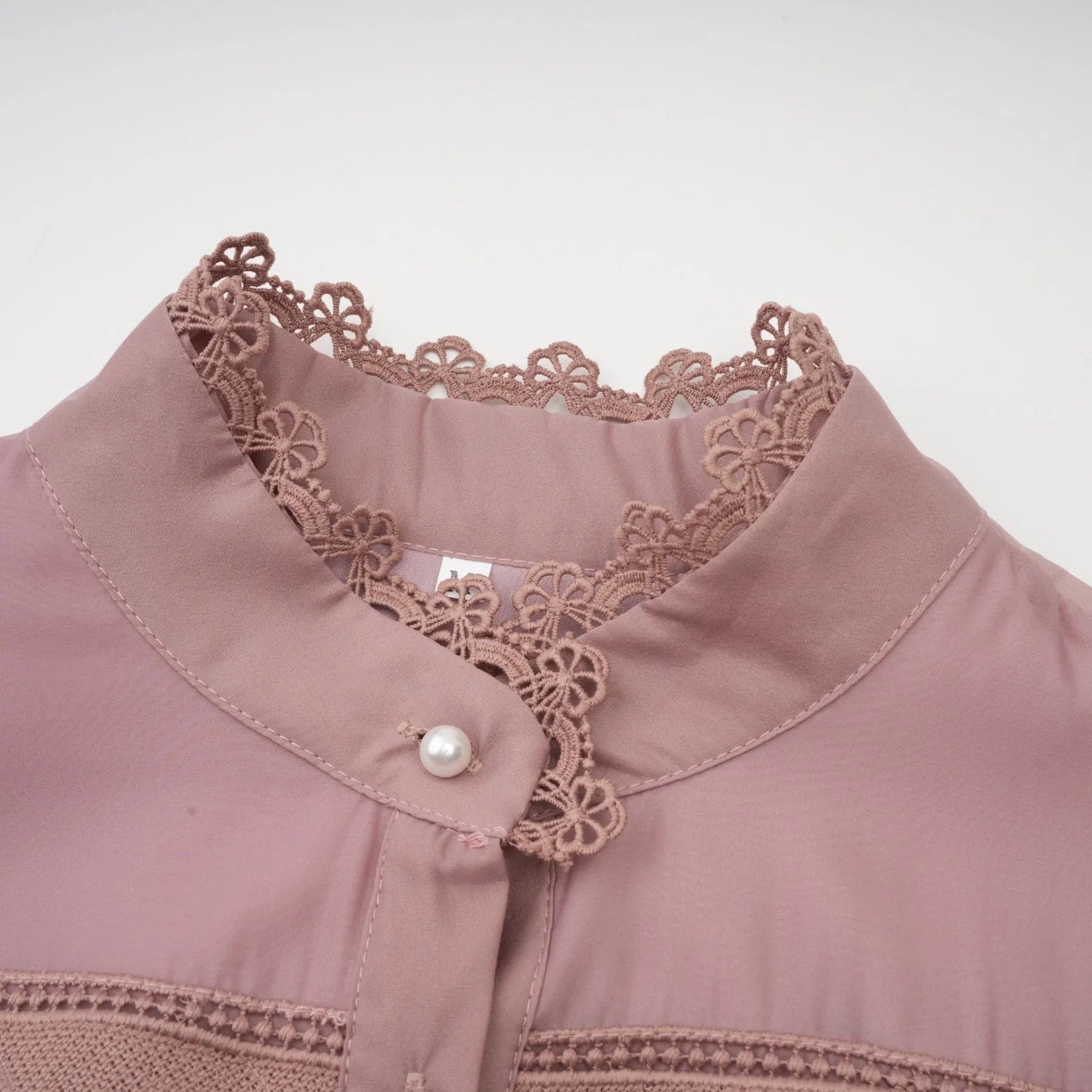 Elisabetta Midi Dress - Mock Neck - Lace Detailing - Puff Sleeves - Cut - Out Design - Belted Waist