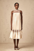 Elisabetta Midi Dress - Sequin Embellishment - Tulle Panelling - Flared Hem - Layered Design - Sleeveless
